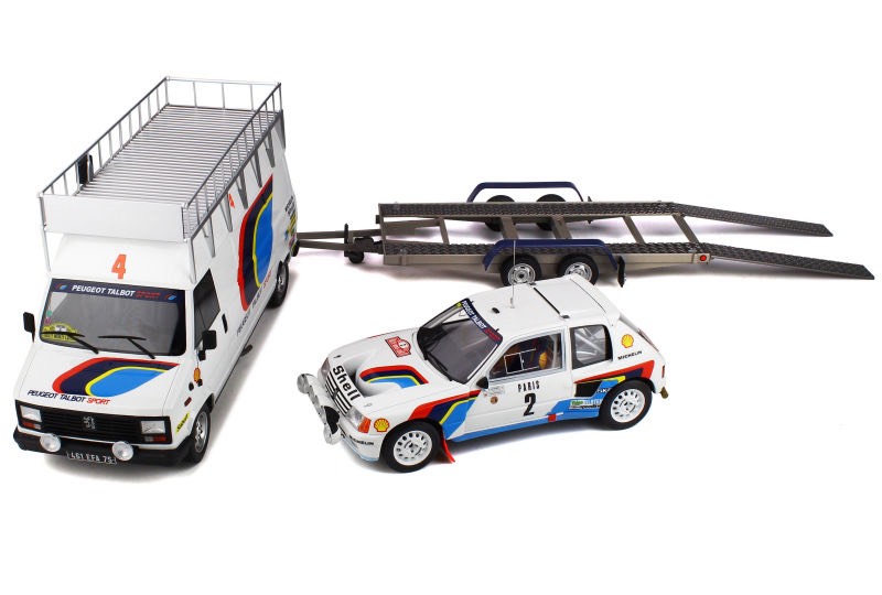 《車友代標》OTTO 1/18超大拖車套 OT328 Rally Set Peugeot 205 T16 1985 蒙地卡羅站