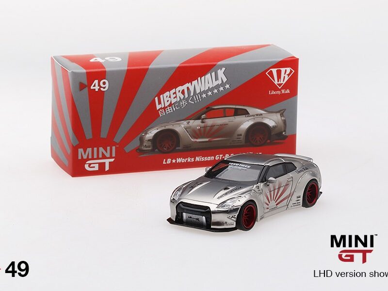 《車友代標》MINI GT No.49 絕版品吊卡 Nissan LBWK GTR R35 Satin Silver