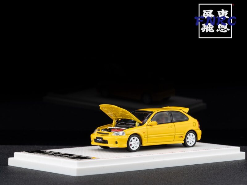 《絕版品》 FH 1/64 Honda EK9 黃色 引擎蓋可開