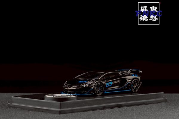 E Model 1/64 藍寶堅尼 LP770-4 SVJ 63 黑藍色