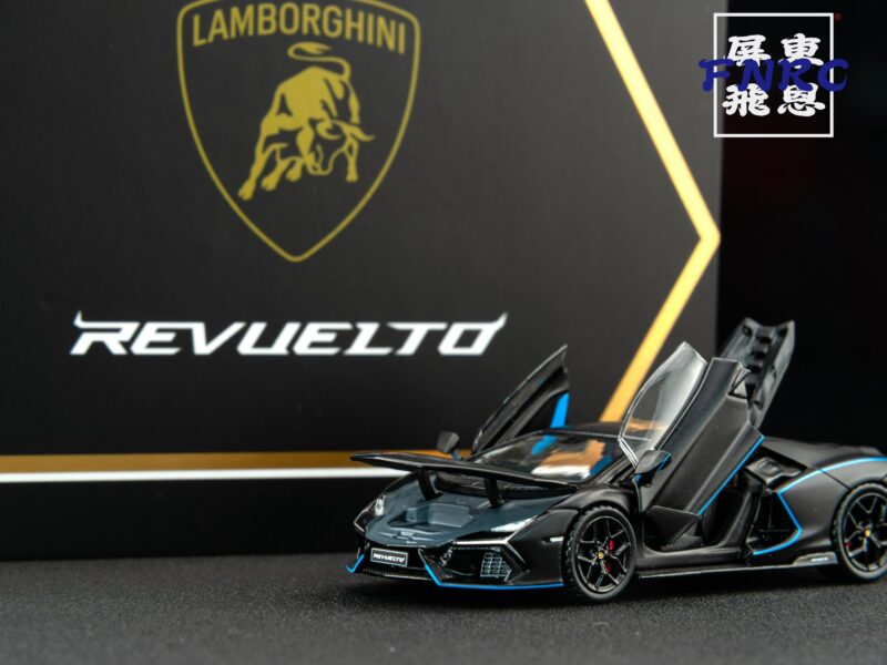 HH 1/64 香港鴻興 LAMBORGHINI Revuelto 油電大牛 合金全可開 黑色藍拉線