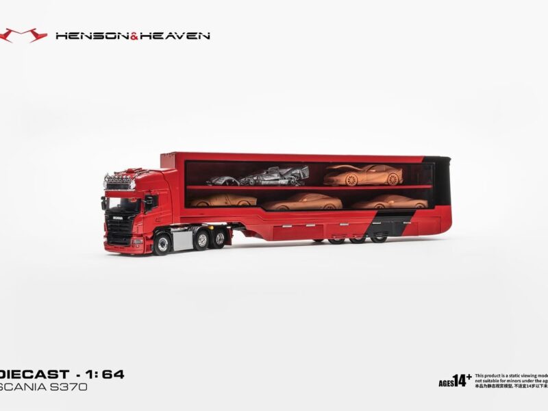 《車友代標！》HH Model 1/64 精品 側透鷗翼門拖箱套裝 法拉利塗裝
