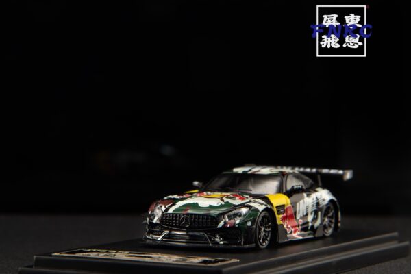 OEM 1/64 賓士 AMG GT 綠色迷彩紅牛塗裝