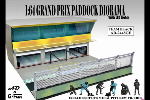 AD人偶 x G-FANS 聯名 1/64 Grand Prix Paddock Diorama GP大賽賓士維修站場景+ 賓士維修人員組