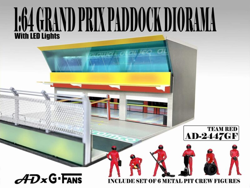 AD人偶 x G-FANS 聯名 1/64 Grand Prix Paddock Diorama  GP大賽 法拉利維修站場景+ 法拉利維修人員組