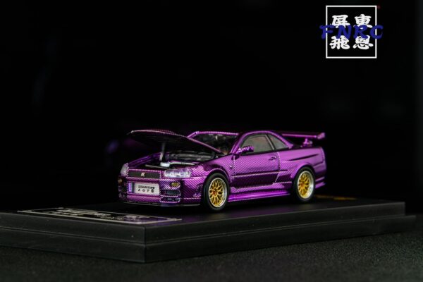 《車友代標》 Demon King 1/64 Nissan GTR R34 全碳纖粉色 引擎蓋可開
