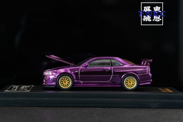 《車友代標》 Demon King 1/64 Nissan GTR R34 全碳纖粉色 引擎蓋可開