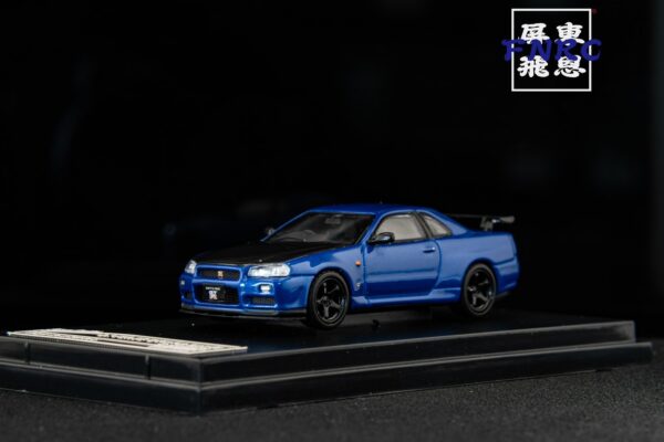 《車友代標》 SH 1/64 Nissan GTR R34 藍色碳纖維引擎蓋