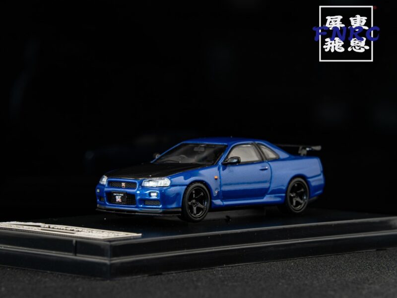 《車友代標》 SH 1/64 Nissan GTR R34 藍色碳纖維引擎蓋