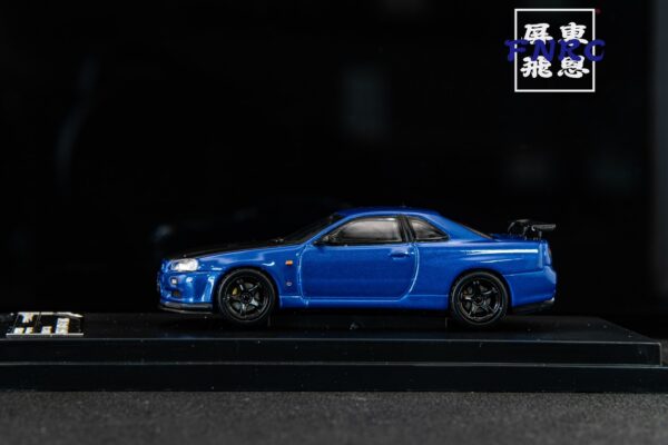 《車友代標》 SH 1/64 Nissan GTR R34 藍色碳纖維引擎蓋