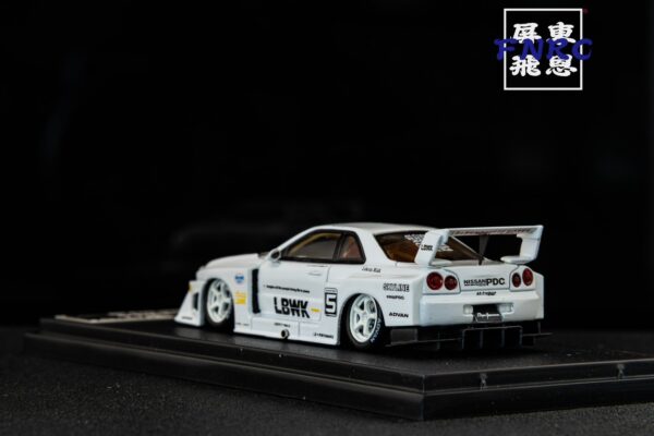 《車友代標》SW 1/64 Nissan GTR LBWK R34 白色 引擎蓋可開