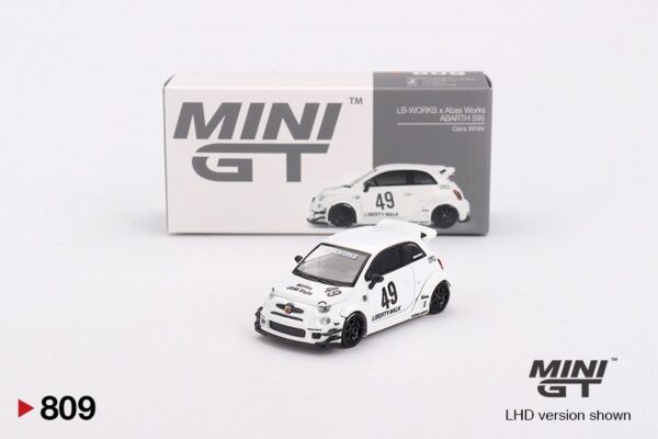 《車友代標》 MINI GT No.809  Abas Works ABARTH 595 Gara White