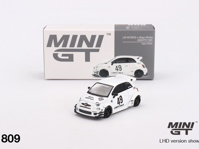 《車友代標》 MINI GT No.809  Abas Works ABARTH 595 Gara White