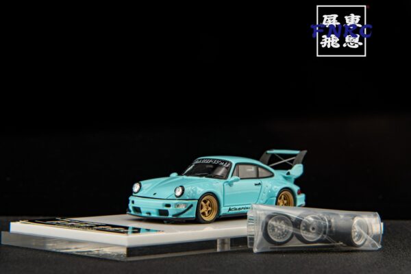 《車友代標》 FS 1/64 保時捷 RWB 964 高尾翼蒂芬妮綠 附一組輪框