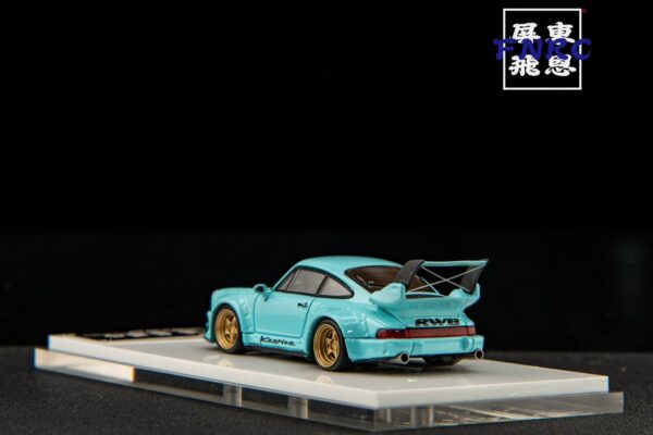 《車友代標》 FS 1/64 保時捷 RWB 964 高尾翼蒂芬妮綠 附一組輪框