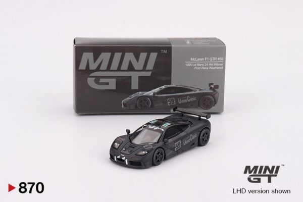 《車友代標》 MINI GT No.870 McLaren F1 GTR #59 1995 Le Mans 24Hr Winner Post-Race Weathered (影片中口誤髒污版）