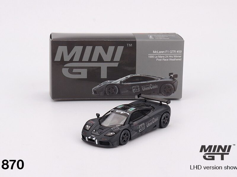 《車友代標》 MINI GT No.870 McLaren F1 GTR #59 1995 Le Mans 24Hr Winner Post-Race Weathered (影片中口誤髒污版）