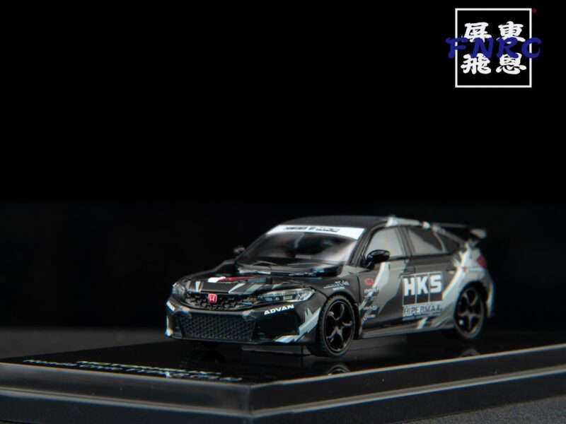 《車友代標》 MOTORHELIX 1/64 Honda Civic Type R FL5 黑色 HKS塗裝 引擎蓋可開