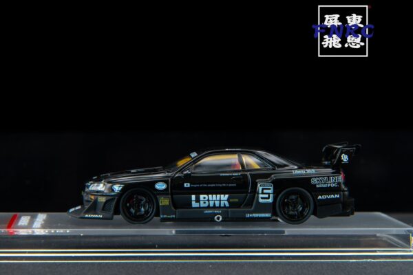 《車友代標》 CM 1/64 Nissan LBWK ER34 黑色 附一組框
